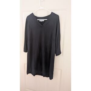 Pure Jill Tranquility Fleece Black Dress by J. Jill, Medium, Lagenlook Hippie